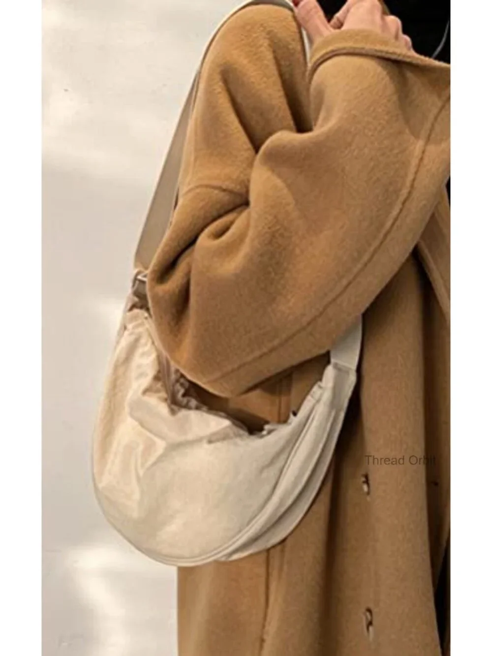 Nylon Hobo Crescent Crossbody Bag with Adjustable Strap